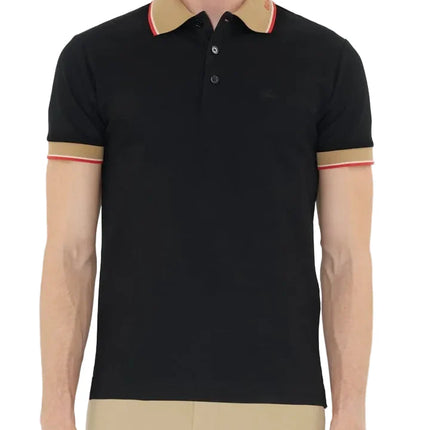 Burberry Logo Collar Cotton Polo Shirt "Black"