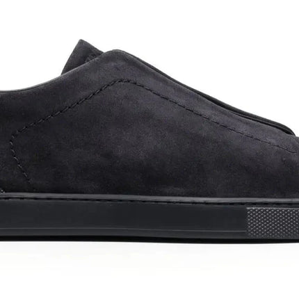 ZEGNA PEWTER GREY SUEDE TRIPLE STITCH SNEAKERS
