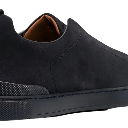 ZEGNA PEWTER GREY SUEDE TRIPLE STITCH SNEAKERS