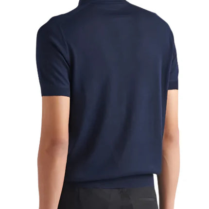 Prada Superfine wool polo shirt Navy Blue