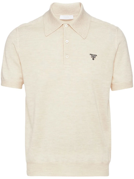 Prada Superfine wool polo shirt Beige