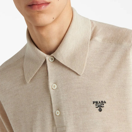 Prada Superfine wool polo shirt Beige