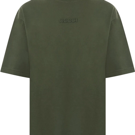Gucci Embroidered Cotton Jersey T-Shirt Dark Green
