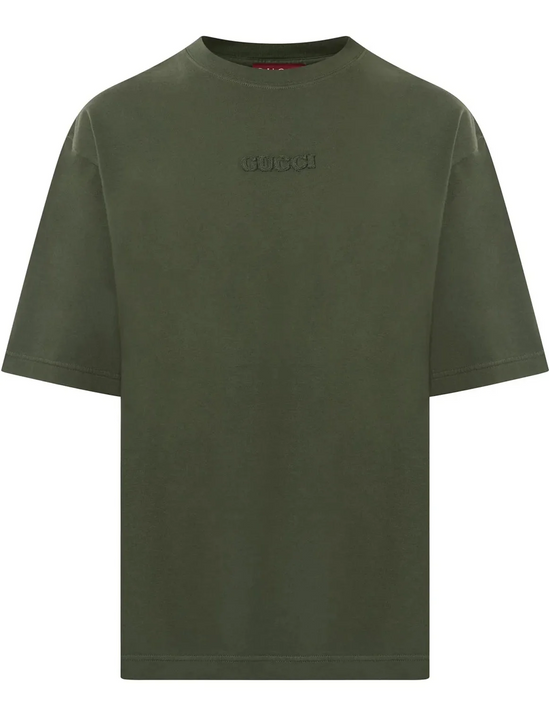 Gucci Embroidered Cotton Jersey T-Shirt Dark Green