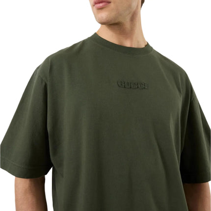 Gucci Embroidered Cotton Jersey T-Shirt Dark Green