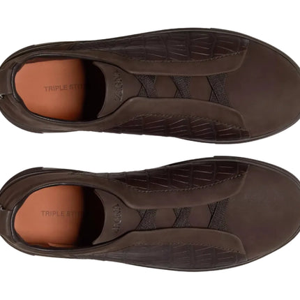 Zegna Crocodile Leather Triple Stitch " Dark Brown"