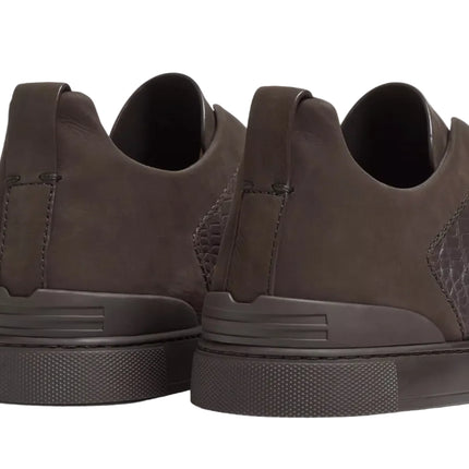 Zegna Crocodile Leather Triple Stitch " Dark Brown"
