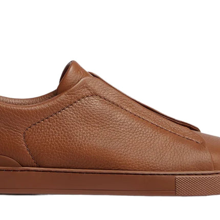 Zegna Triple Stitch leather sneakers "Vicuna"