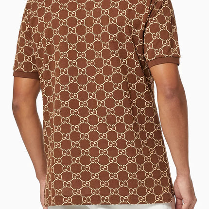 Gucci Embroidered GG Stretch Cotton Polo T-Shirt