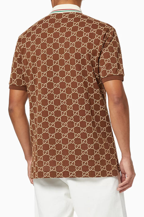 Gucci Embroidered GG Stretch Cotton Polo T-Shirt