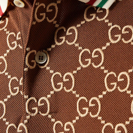 Gucci Embroidered GG Stretch Cotton Polo T-Shirt