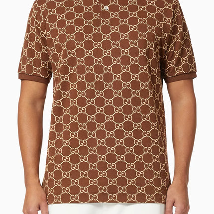 Gucci Embroidered GG Stretch Cotton Polo T-Shirt