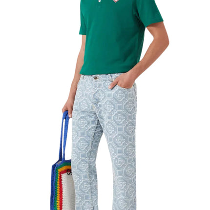 Casablanca Mint Stripe Collar Polo Green