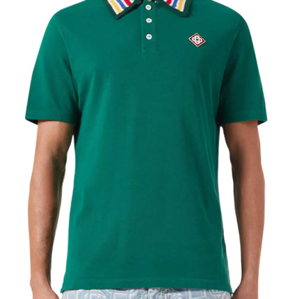 Casablanca Mint Stripe Collar Polo Green