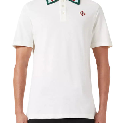 Casablanca Mint Stripe Collar Polo White