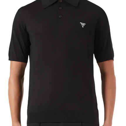 Prada Superfine wool polo shirt Black