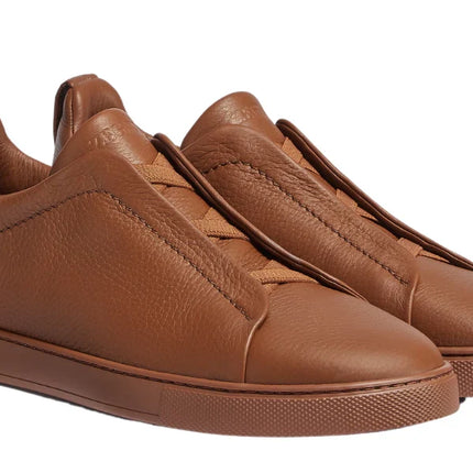 Zegna Triple Stitch leather sneakers "Vicuna"