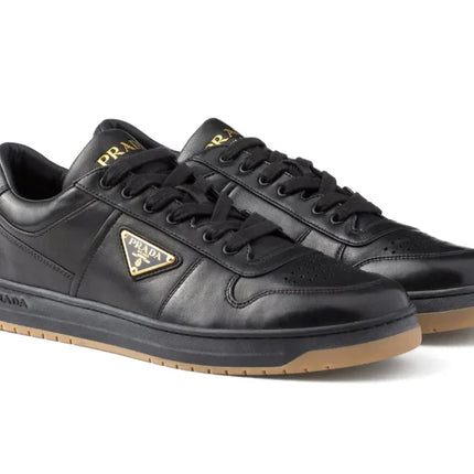 Prada Enamel-triangle Leather Sneakers