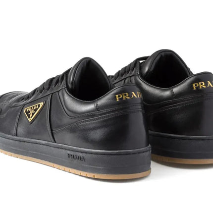 Prada Enamel-triangle Leather Sneakers