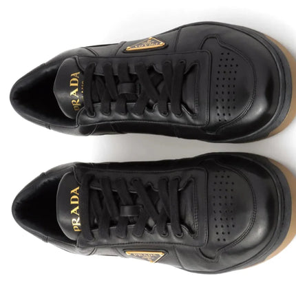 Prada Enamel-triangle Leather Sneakers