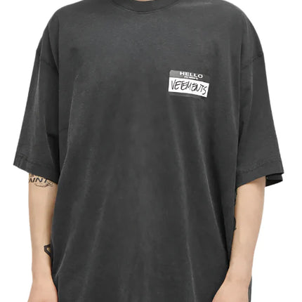 Vetements  Hello My Name Is Vetements T-Shirt Black