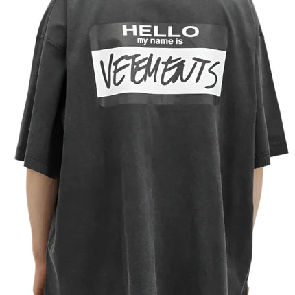 Vetements  Hello My Name Is Vetements T-Shirt Black