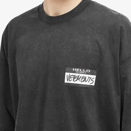 Vetements  Hello My Name Is Vetements T-Shirt Black