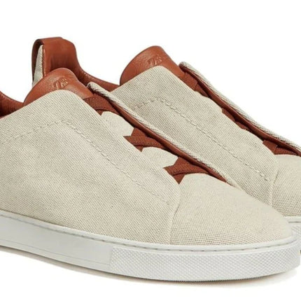 Zegna Triple Stitch canvas sneakers "Egg shell"