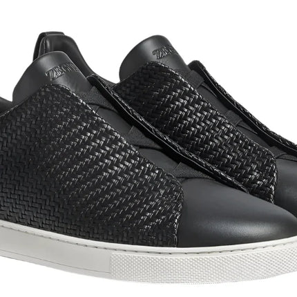 Black PELLETESSUTA™ Leather Triple Stitch™ Sneakers