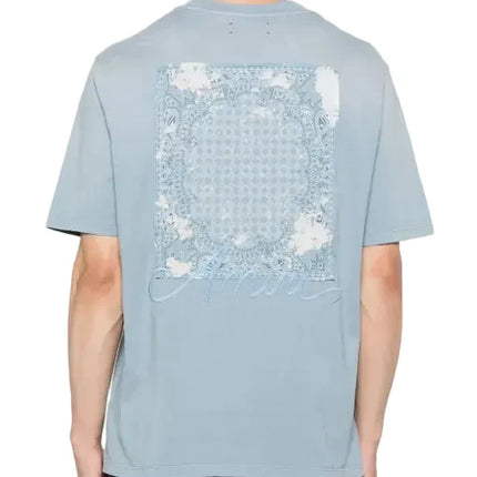 Amiri Bleach Bandana Patch T-shirt "Ash Blue"