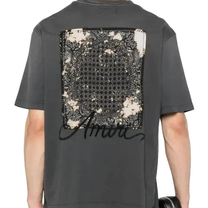 Amiri Bleach Bandana Patch T-shirt "Charcoal Grey"
