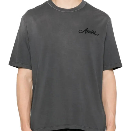 Amiri Bleach Bandana Patch T-shirt "Charcoal Grey"