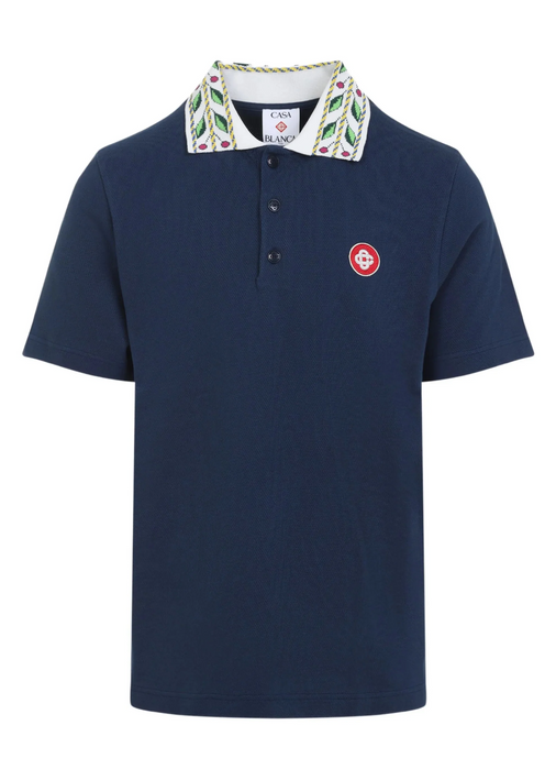 Casablanca Laurel Pique Short Sleeve "Navy Blue"