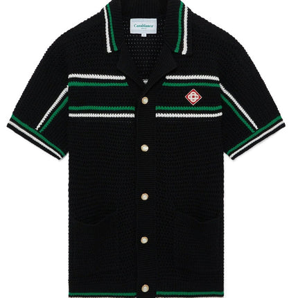Casablanca Crocheted cotton tennis shirt "Black"