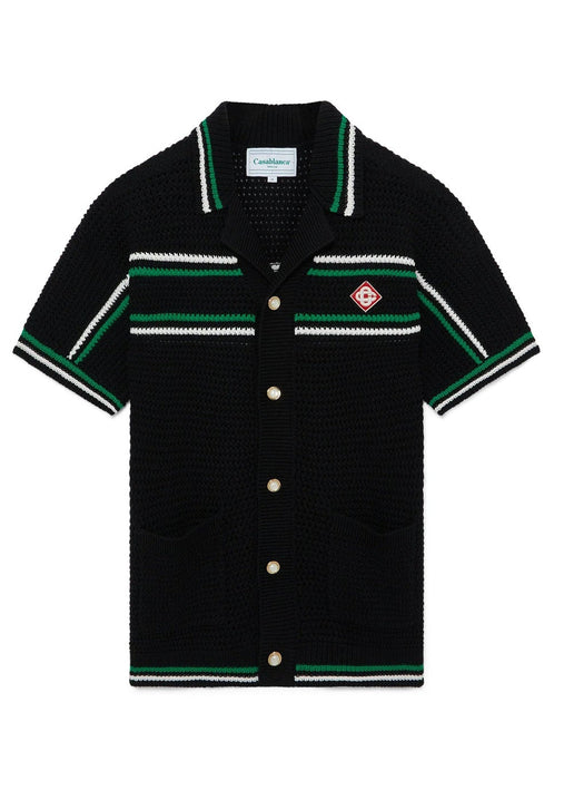 Casablanca Crocheted cotton tennis shirt "Black"