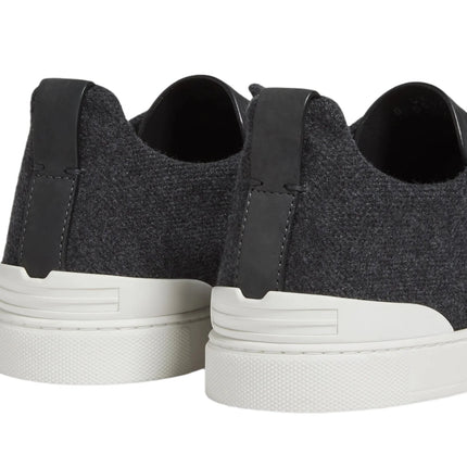 Zegna Triple Stitch Canvas Slip-On Sneakers "Black"