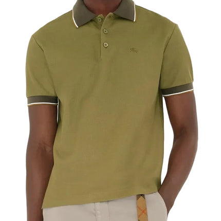 Burberry Logo Collar Cotton Polo Shirt "Estate Green"