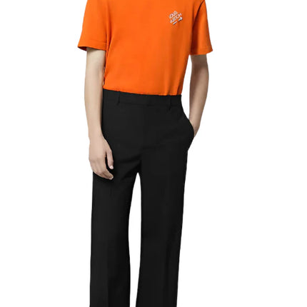 LV Embroidered Signature Short-Sleeved Cotton Crewneck Orange