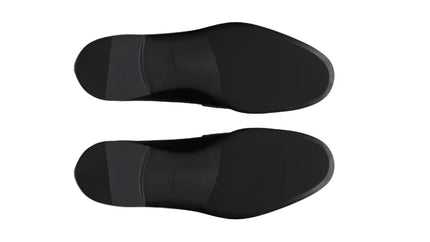 PRADA Plaque Loafer Black Saffino Leather