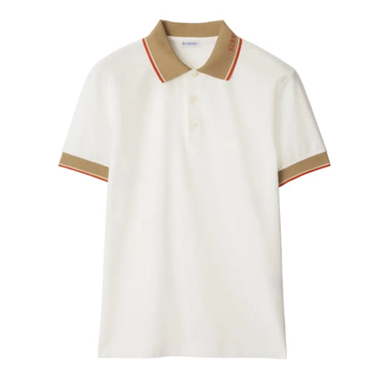 Burberry Logo Collar Cotton Polo Shirt "Chalk White"