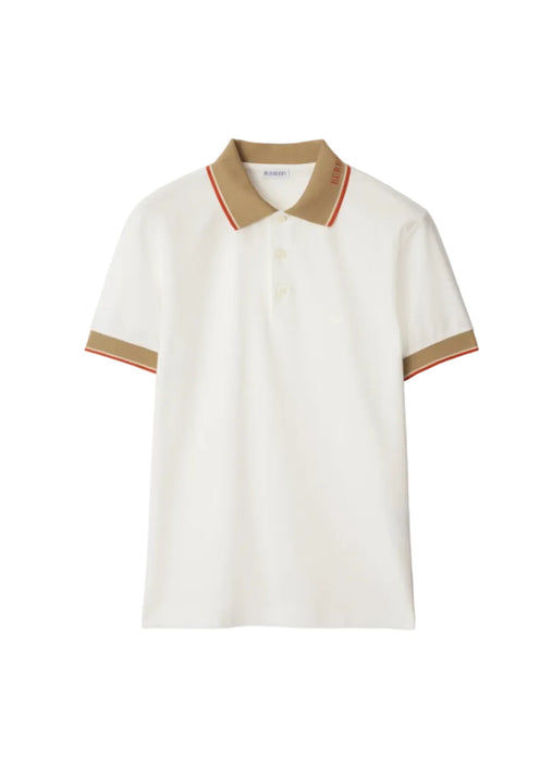 Burberry Logo Collar Cotton Polo Shirt "Chalk White"