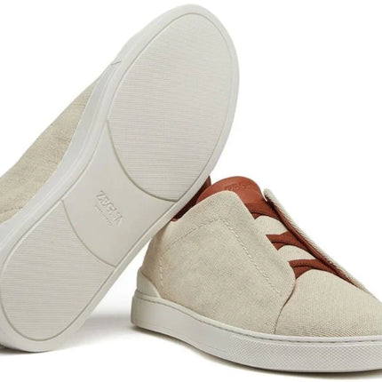 Zegna Triple Stitch canvas sneakers "Egg shell"