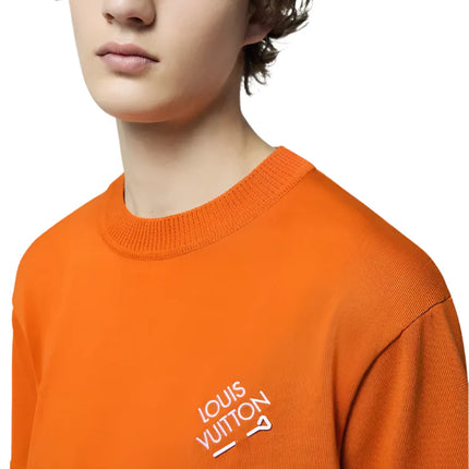 LV Embroidered Signature Short-Sleeved Cotton Crewneck Orange