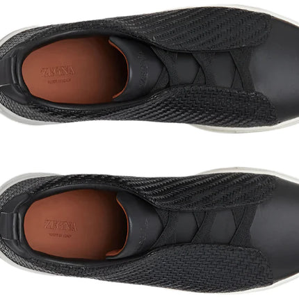 Black PELLETESSUTA™ Leather Triple Stitch™ Sneakers