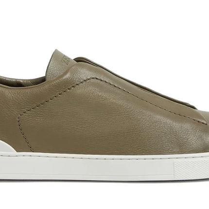 Zegna Triple Stitch leather sneakers "olive green"