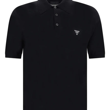 Prada Superfine wool polo shirt Black