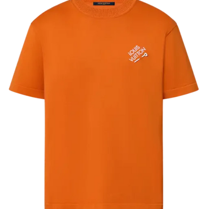 LV Embroidered Signature Short-Sleeved Cotton Crewneck Orange