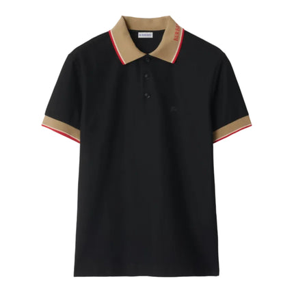 Burberry Logo Collar Cotton Polo Shirt "Black"