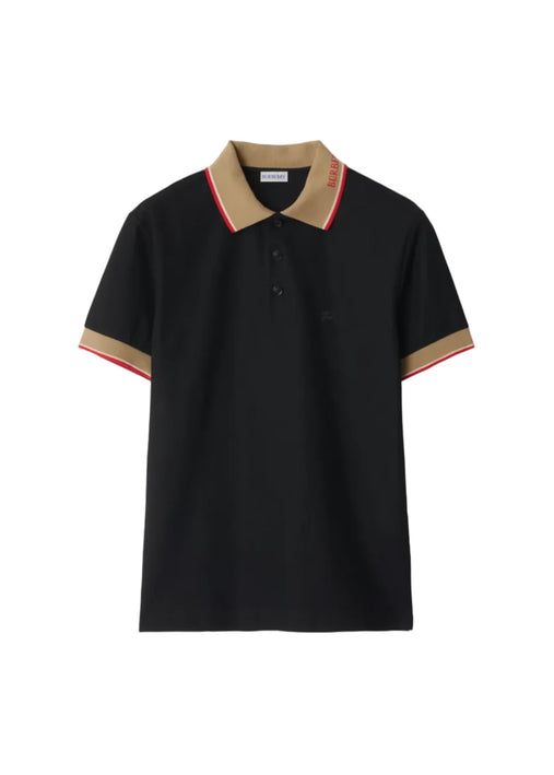 Burberry Logo Collar Cotton Polo Shirt "Black"