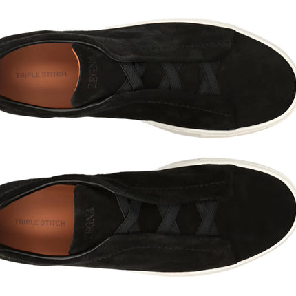 ZEGNA Triple Stitch panelled suede low-top trainers